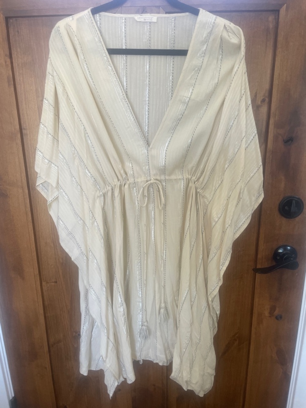 NWOT lovestitch Cream Textured Open-Front Cover-Up